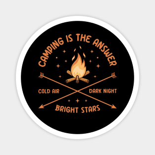 Camping Is The Answer Cold Air Dark Night Bright Stars Magnet